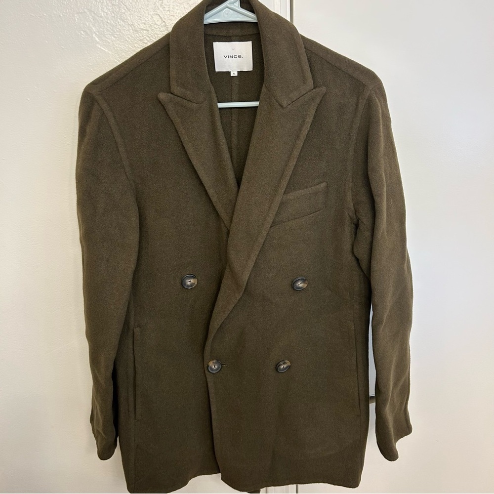 Vince Double Breasted Wool Coat Deep Green Women’s XS Notch Lapel - Picture 8 of 10